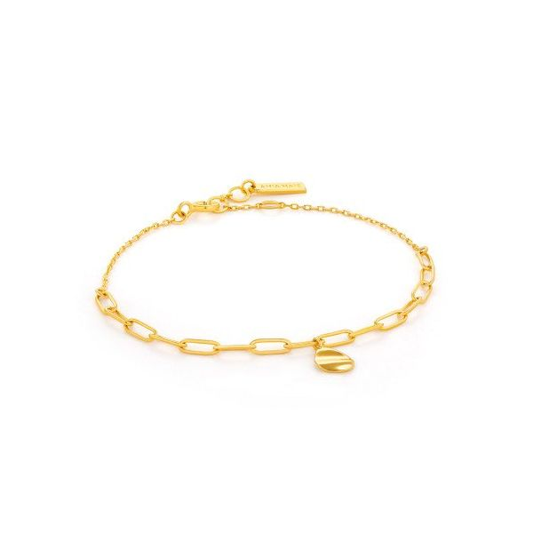 Sterling Silver Gold Plated  Crush Drop Disc Bracelet By Ania Haie Orin Jewelers Northville, MI