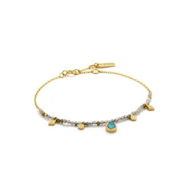 Sterling Silver Gold Plated Turquoise And Labradorite Bracelet By Ania Haie Orin Jewelers Northville, MI