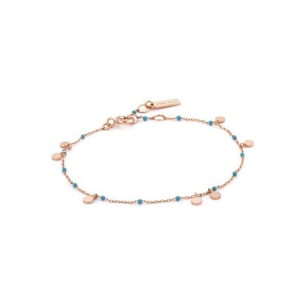 Sterling Silver Rose Gold Plated Dotted Drop Discs Bracelet By Ania Haie Orin Jewelers Northville, MI
