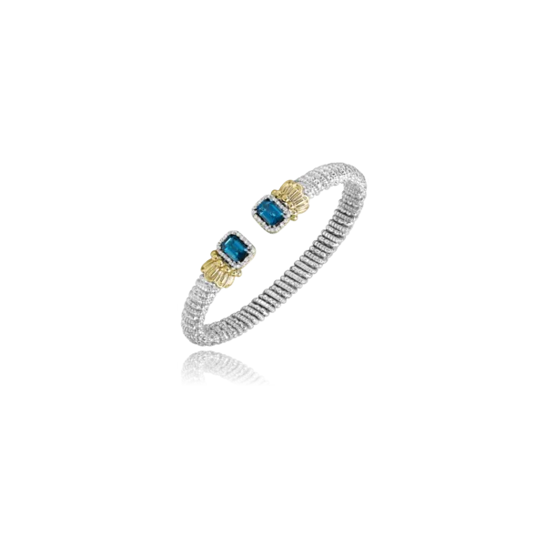 Sterling Silver & 14k Yellow Gold Blue Topaz & Diamond Bracelet Orin Jewelers Northville, MI