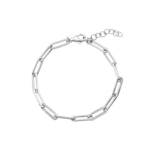 Lady's Sterling Silver Paperclip Bracelet, Rhodium Finish Orin Jewelers Northville, MI