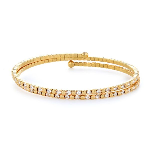 Alternating Metal And White Crystal Bracelet, 2 Row Yellow Orin Jewelers Northville, MI