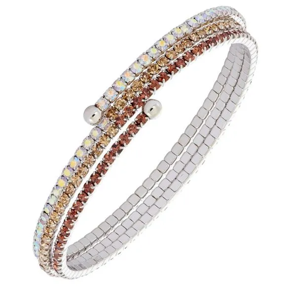 Browns & Aurora Borealis Gradient Tones Crystal Bracelet, 3 Row White Orin Jewelers Northville, MI
