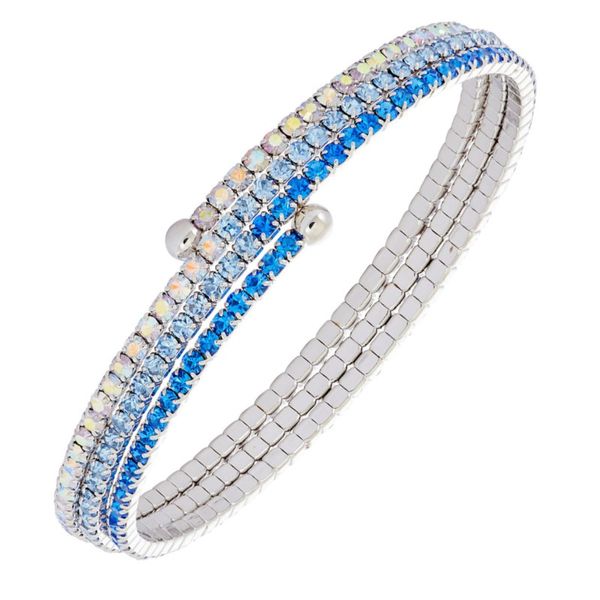 Gradient Blues & Aurora Borealis Tones Crystal Bracelet, 3 Row White Orin Jewelers Northville, MI