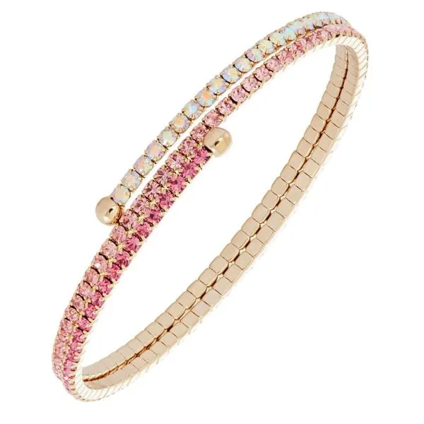 Gradient Pinks & Aurora Borealis Tones Crystal Bracelet, 3 Row Yellow Orin Jewelers Northville, MI