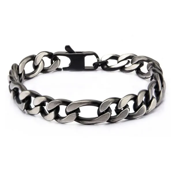 Stainless Steel Black Plated Figaro Chain Bracelet Orin Jewelers Northville, MI