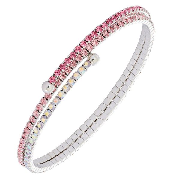Rose & Aurora Borealis Gradient Tones Crystal Bracelet, 2 Row White Orin Jewelers Northville, MI
