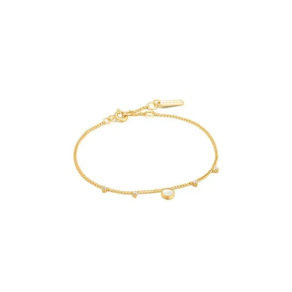 Sterling Silver Gold Plated Mother Of Pearl Drop Disc Bracelet By Ania Haie Orin Jewelers Northville, MI