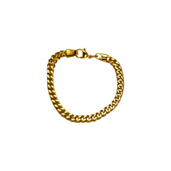 Stainless Steel Gold Plated 6mm Franco Chain Bracelet Orin Jewelers Northville, MI