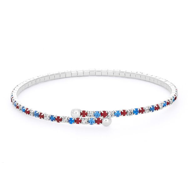 Metal Bracelet With Red/White/Blue Crystals Single Row White Orin Jewelers Northville, MI