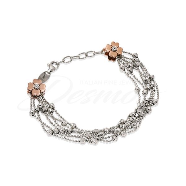 Sterling Silver 6 Strand Bracelet with beads & flowers Orin Jewelers Northville, MI