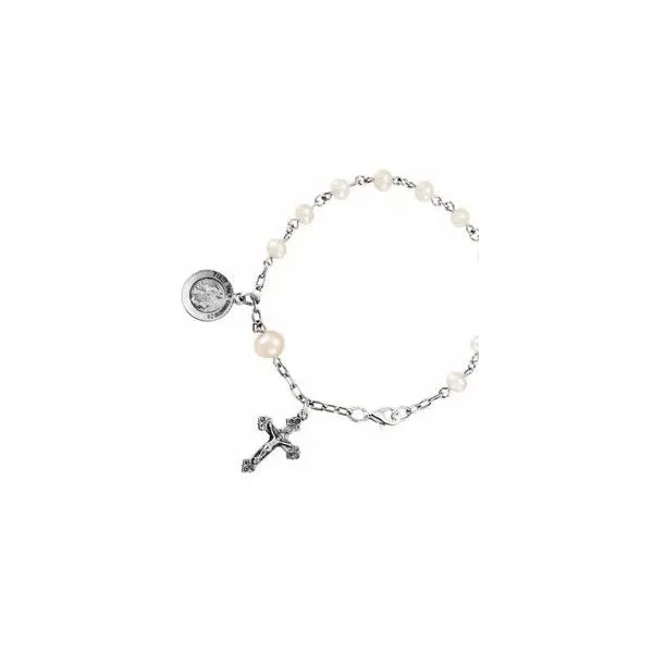 Sterling Silver Freshwater Cultured Pearl First Holy Communion Rosary Bracelet Orin Jewelers Northville, MI