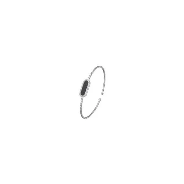 Sterling Silver Mesh Cuff with Black Onyx and CZs Orin Jewelers Northville, MI