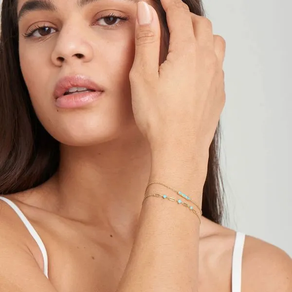 Sterling Silver Gold Plated Turquoise Bar Bracelet By Ania Haie Image 2 Orin Jewelers Northville, MI