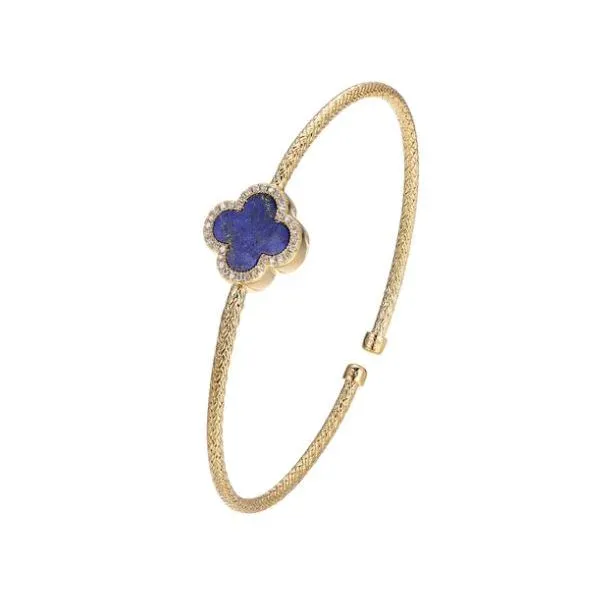 Sterling Silver Yellow PlatedMesh Cuff with Lapis Lazuli and CZs Orin Jewelers Northville, MI