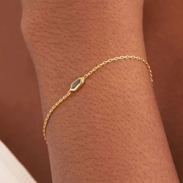 Sterling Silver Gold Plated Teal Sparkle Emblem Chain Bracelet Image 2 Orin Jewelers Northville, MI