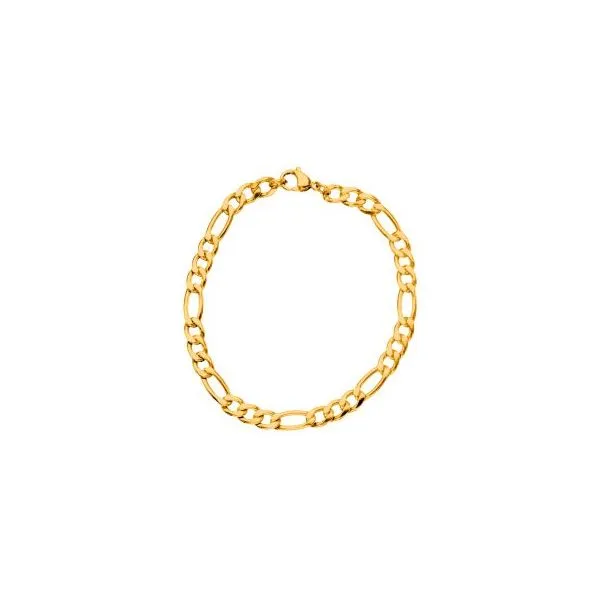 Stainless Steel Gold Plated Figaro Bracelet Orin Jewelers Northville, MI
