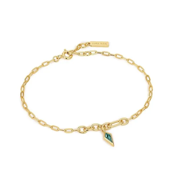 Sterling Silver Gold Plated Teal Sparkle Drop Bracelet Orin Jewelers Northville, MI