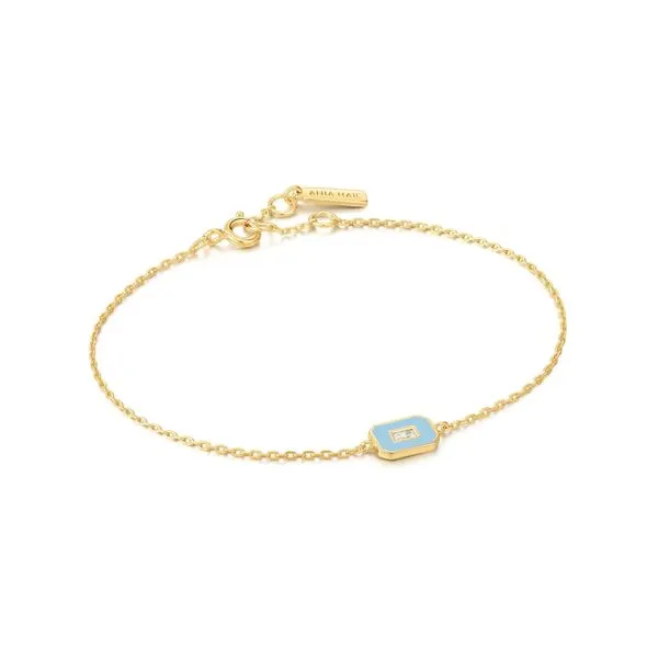 Sterling Silver Gold Plated Powder Blue Enamel Emblem Bracelet By Ania Haie Orin Jewelers Northville, MI