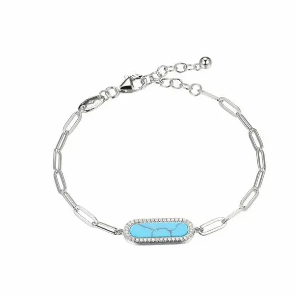 Sterling Silver Bracelet With Synthetic Turquoise, With CZs Orin Jewelers Northville, MI