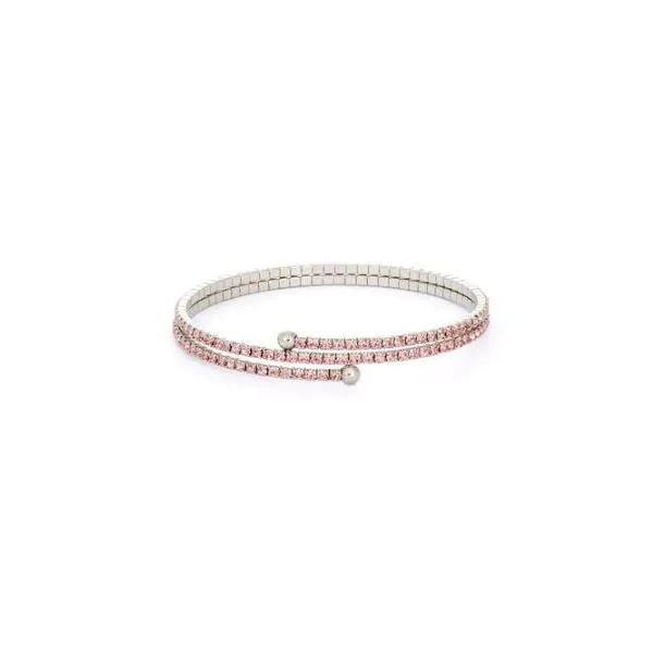 Metal Bracelet With Light Rose Crystals - 2 Row White Orin Jewelers Northville, MI