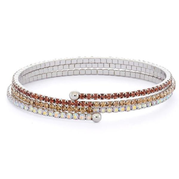 Browns & Aurora Borealis Gradient Tones Crystal Bracelet, 3 Row White Orin Jewelers Northville, MI