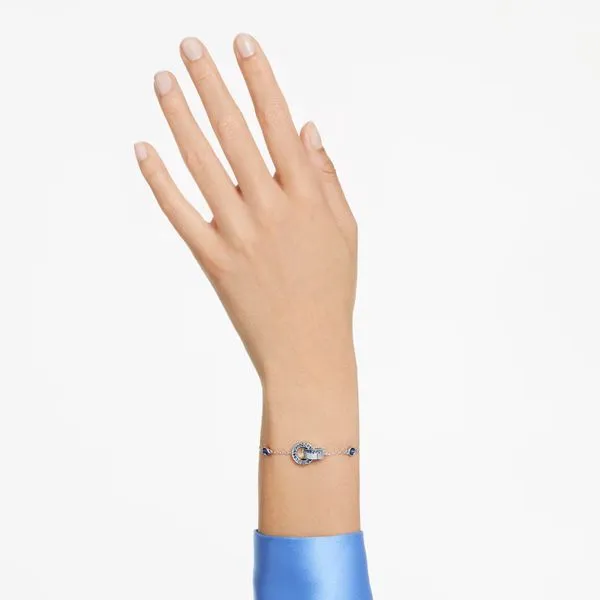Swarovski Hollow Bracelet - Interlocking Loop, Blue Image 2 Orin Jewelers Northville, MI
