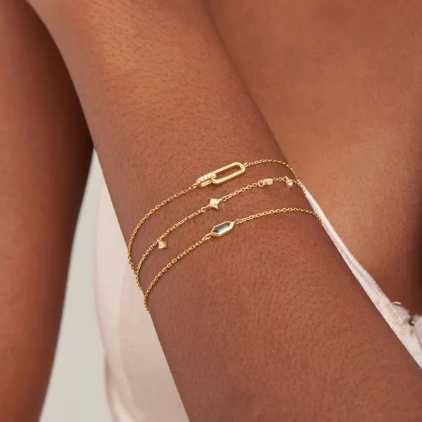 Sterling Silver Gold Plated Glam Interlock Bracelet Image 2 Orin Jewelers Northville, MI