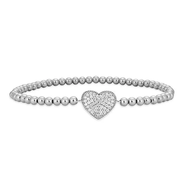 Sterling Silver Stretch Bracelet With CZ Heart Orin Jewelers Northville, MI