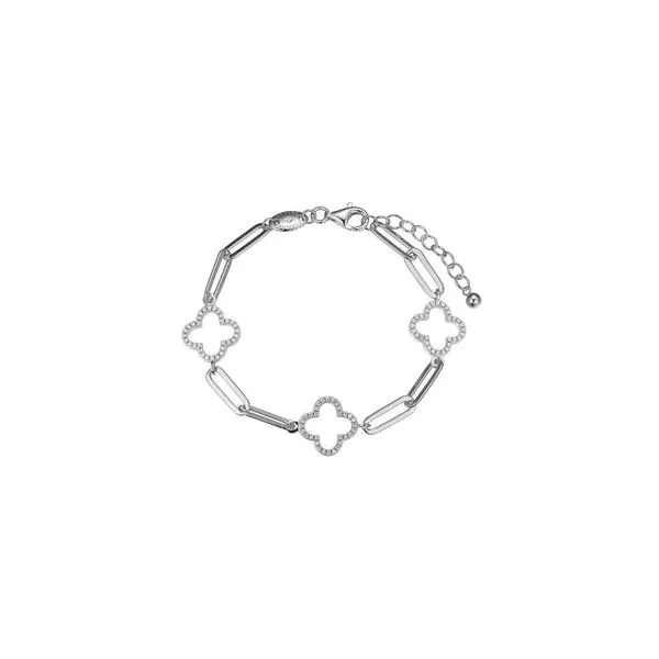 Sterling Silver Bracelet with 3 CZ Clover Stations Orin Jewelers Northville, MI