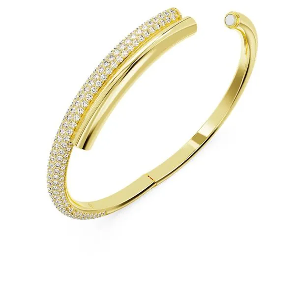Swarovski Dextera Bangle, White, Gold-Tone Plated Image 2 Orin Jewelers Northville, MI