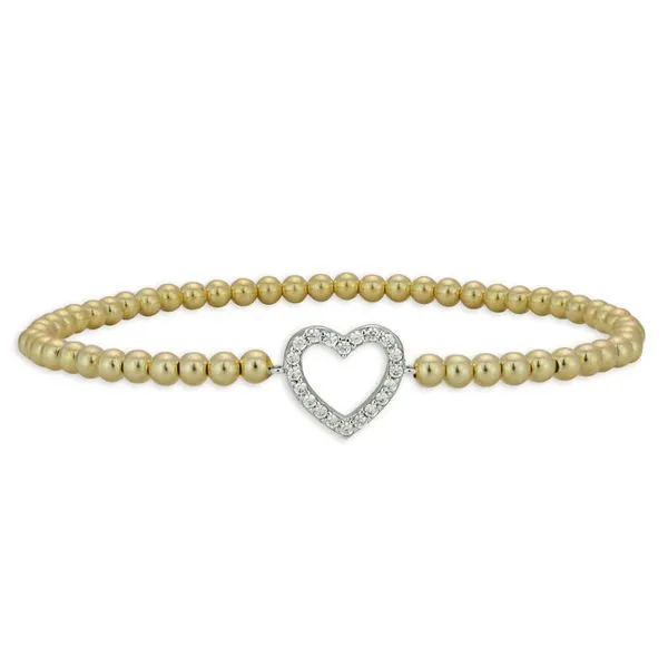 Sterling Silver Gold Plated Stretch Bracelet With Open CZ Heart Orin Jewelers Northville, MI