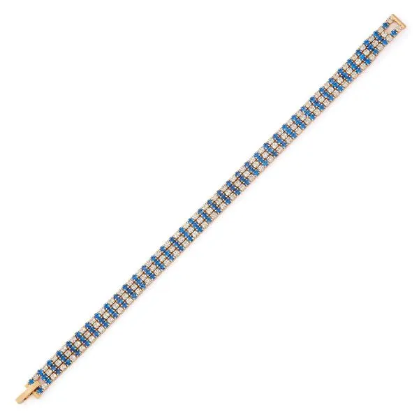 Blue & White Crystal Bracelet, 3 Row Yellow Orin Jewelers Northville, MI