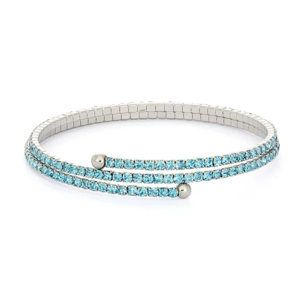 Aquamarine Blue Crystal Bracelet, 2 Row White Orin Jewelers Northville, MI