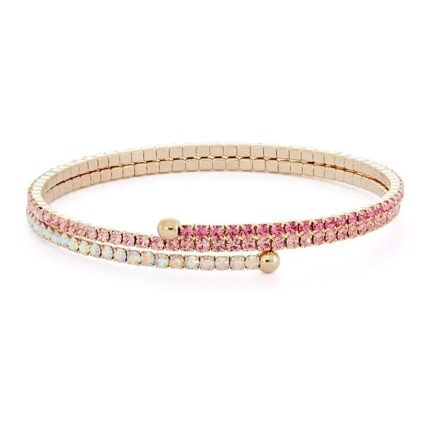 Gradient Pinks & Aurora Borealis Tones Crystal Bracelet - 3 Row Yellow Orin Jewelers Northville, MI