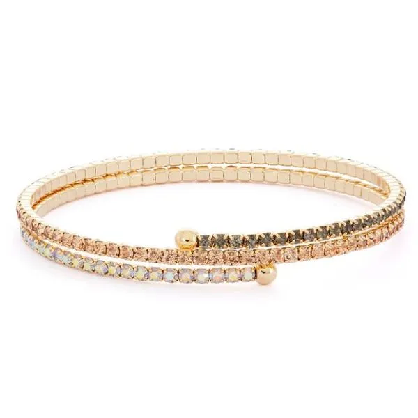 Gradient Earth Tones & Aurora Borealis Tones Crystal Bracelet, 2 Row Yellow Orin Jewelers Northville, MI
