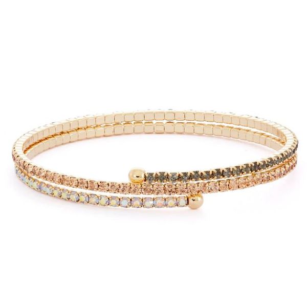 Gradient Earth Tones & Aurora Borealis Tones Crystal Bracelet, 2 Row Yellow Orin Jewelers Northville, MI