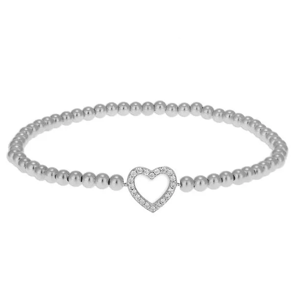 Sterling Silver Stretch Bracelet With CZ Heart Orin Jewelers Northville, MI