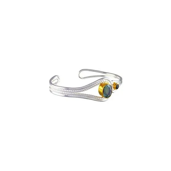 Sterling Silver & 22k Gold Vermeil Bracelet with Green Amethyst and Envy Topaz Orin Jewelers Northville, MI