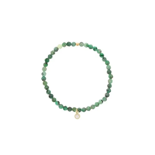 4mm Emerald Bead Bracelet With Quartz Bezel Charm Orin Jewelers Northville, MI