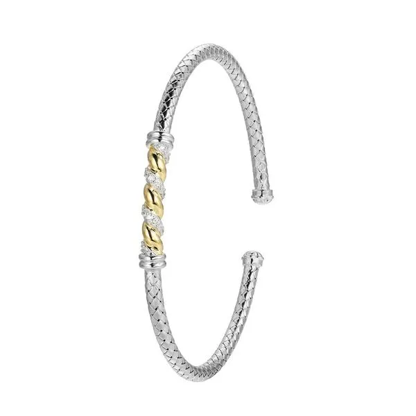 Sterling Silver & Yellow Plated Cuff Bracelet with CZs Orin Jewelers Northville, MI
