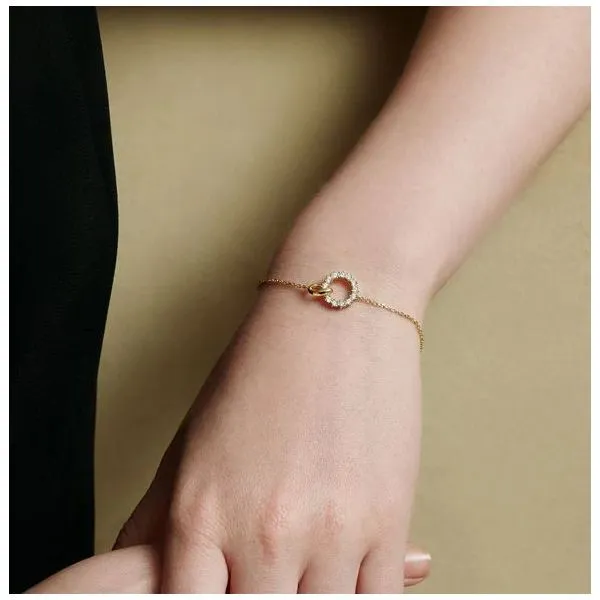 Sterling Silver Gold Plated Interlinked Circles Pave Bracelet Image 3 Orin Jewelers Northville, MI
