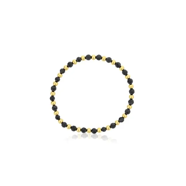 Alternating 4mm Faceted Black Agate & Yellow Gold Filled Bead Bracelet Orin Jewelers Northville, MI
