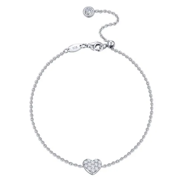Sterling Silver Bracelet - Mini Pave Heart Charm With CZs Orin Jewelers Northville, MI