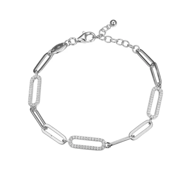 Sterling Silver Paperclip Chain Bracelet With CZs Orin Jewelers Northville, MI