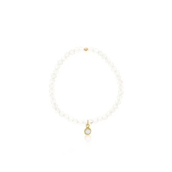 Faceted White Topaz Bracelet With Gold Plated Moonstone Bezel Charm Orin Jewelers Northville, MI
