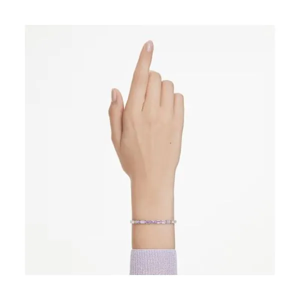 Swarovski Matrix Bracelet - Baguette Cut, Purple, Rhodium Plated Image 2 Orin Jewelers Northville, MI