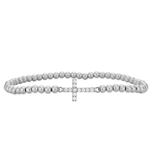 Sterling Silver Stretch Bracelet With Small CZ Cross Orin Jewelers Northville, MI