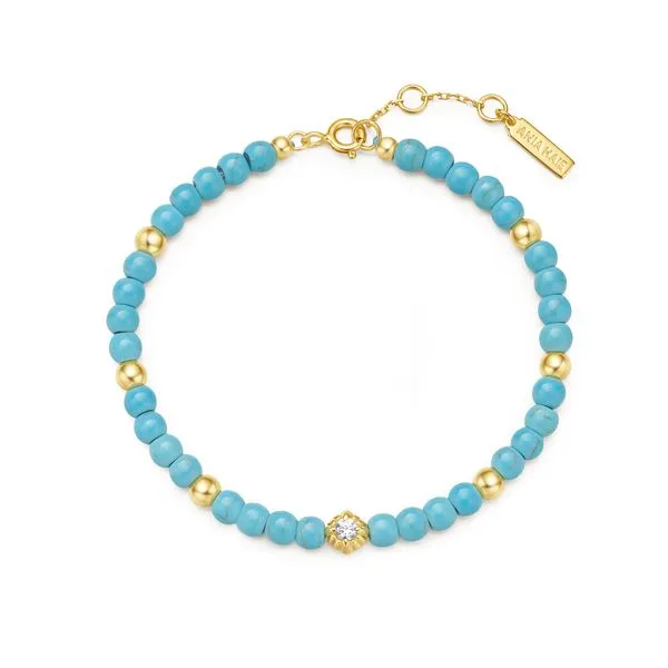 Sterling Silver Gold Plated Lab Created Turquoise Bracelet Image 2 Orin Jewelers Northville, MI
