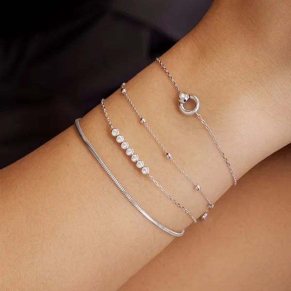 Sterling Silver Beaded Chain Bracelet Image 2 Orin Jewelers Northville, MI